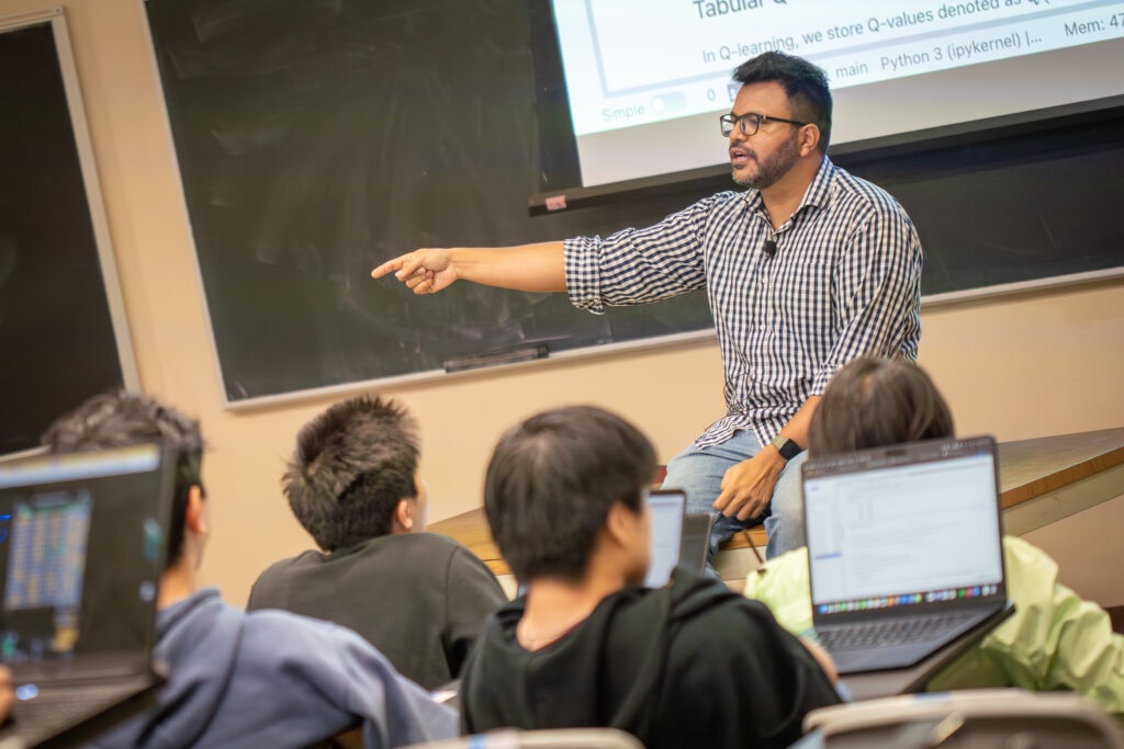 Presenter leading a learning session for students